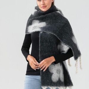 Brand NEW Cozy Charcoal and White Floral Scarf ( sealed in polybag)